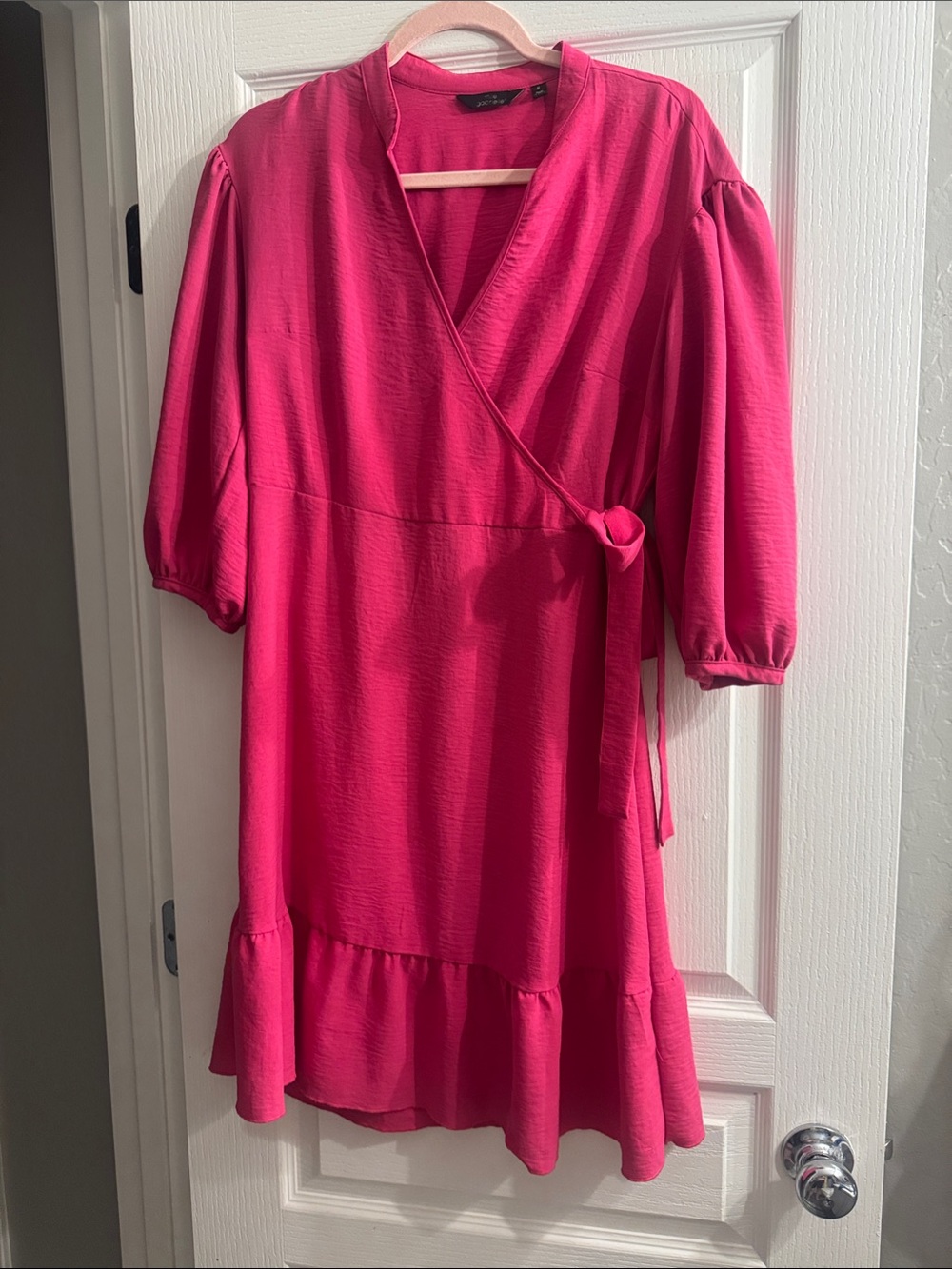 Mlle Gabrielle Fuchsia Wrap Dress with Ruffle Hem
